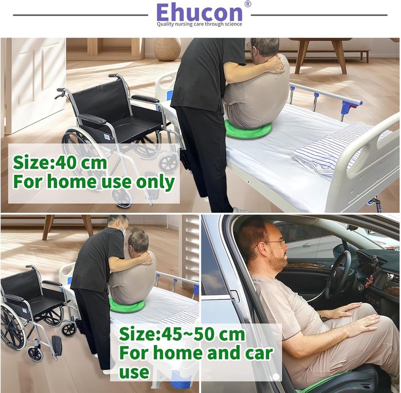 Ehucon 360 Degree Swivel Seat Cushion for Car or Chair,Rotating Seat Cushion for Elderly,Swivel Car Seat Chair Assist for Elderly to Turning Easily from Bed to Wheelchair (Green-1Count(19.6"X19.6")) - Image 2
